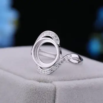 

925 Sterling Silver 10x10mm Round Cabochon Semi Mount Ring for Amber Opal Lapis Lazuli Turquoise Setting Engagement Ring