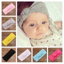 2018 Baby girls Tie Knot Headband Knitted Cotton Children Girls elastic hair bands Turban bows for girl Headbands Summer Style