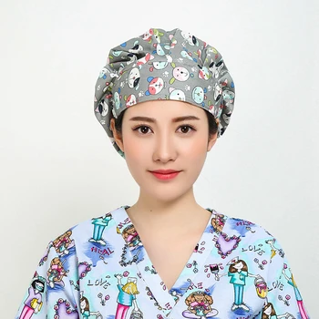 

Fashion Unisex Doctor Surgical Cap Scrub Cap Pattern Flower Printing Lab Scrub Bouffant Medical Surgical Surgery Hat Nursing Cap