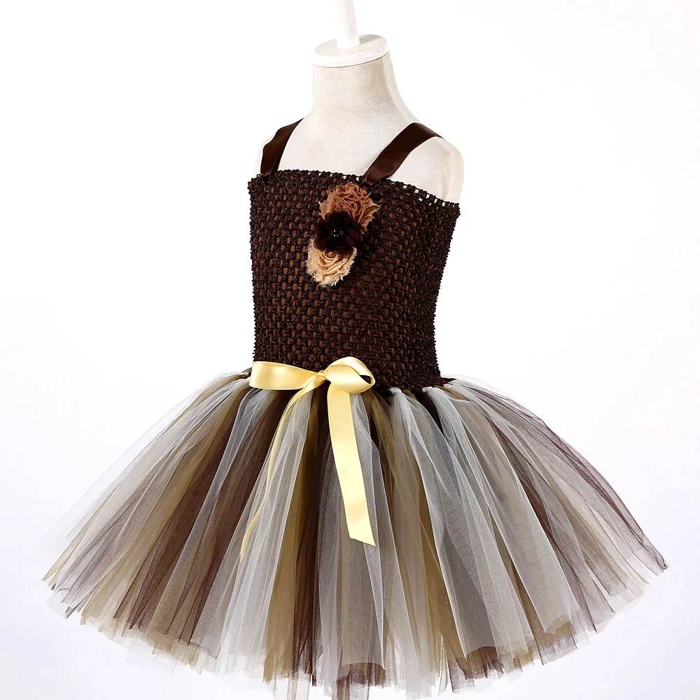 Cute Lion King Cartoon Animal Cosplay Tutu Dress Kids Christmas Party Dresses for Girls Knee Length Dress Set Baby Girl Clothes (12)