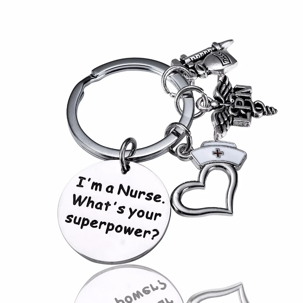 

Nurse Keychain I'm A Nurse. What's Your Superpower Stainless Steel Keyring Nurse Jewellery Gift For Physician Medical Graduation