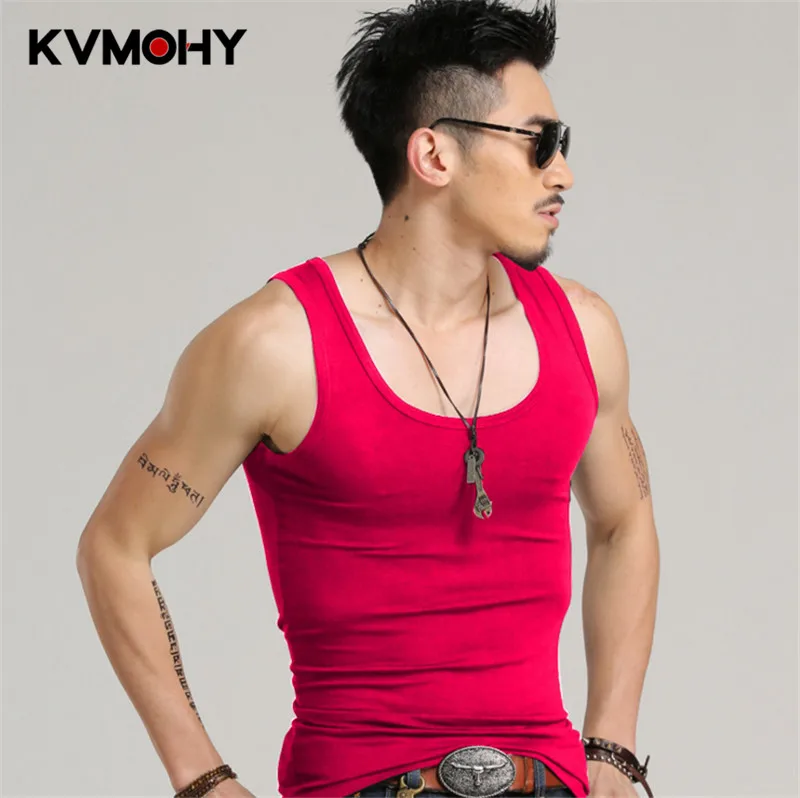 

Men Tee Shirts Sleeveless Cotton Fashion New Design T Shirt Vest Apparel Solid Color Stylish Soft One Piece Shirts