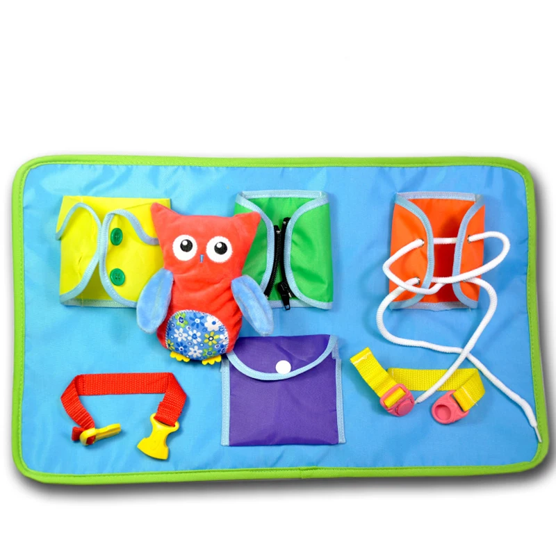 

Busy Boards Owl Educational Toys Zipper Lacing Book Basic Dressing Game Baby Gifts Montessori Life Skills Learning Bizybord Toys
