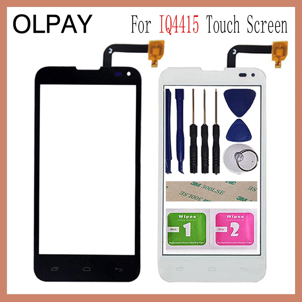 

OLPAY 4.5'' Mobile Phone For Fly IQ4415 4415 Touch Screen Glass Digitizer Panel Lens Sensor Tools Free Adhesive And Wipes