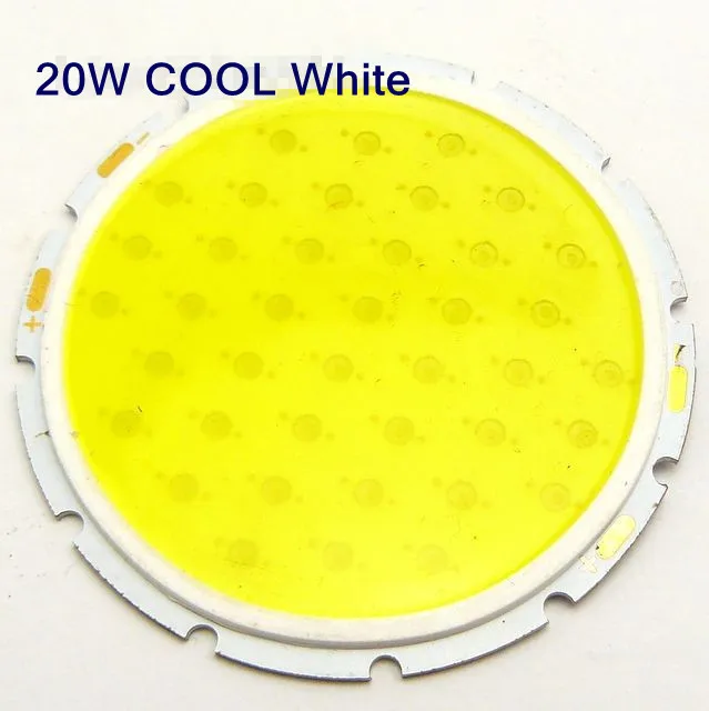 5 шт. 20 Вт холодный белый круглый COB LED SMD Light DC 30-32 В лампа клипы 1900LM