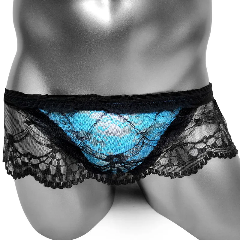 Мужское нижнее белье Sissy трусы для геев неженок мужские кружевные гофрированные