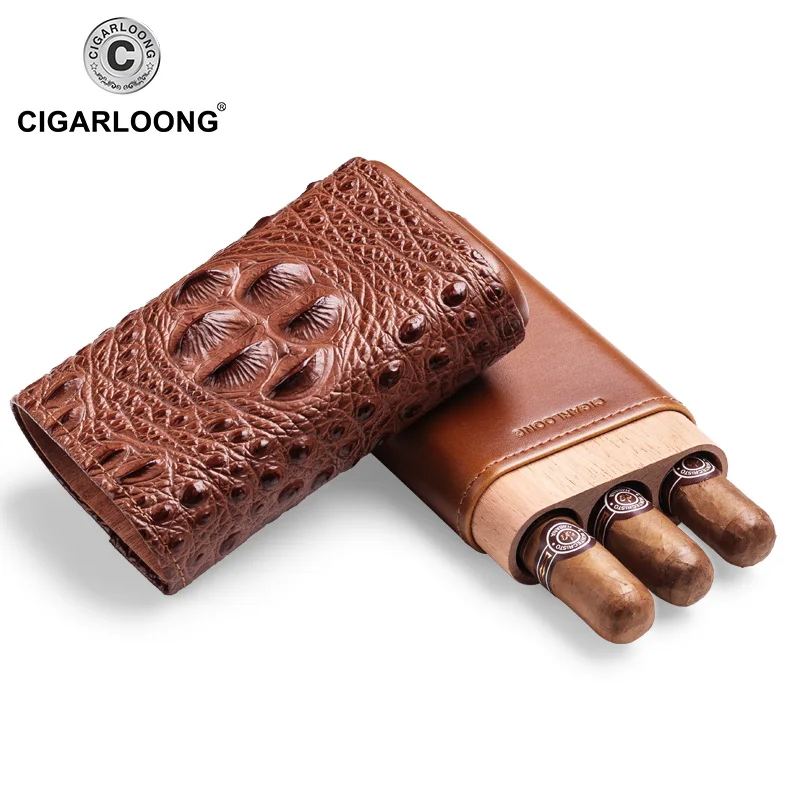 

CIGARLOONG 2019 New arrival cigar case portable humidor box travel leather cigar case CF-0406