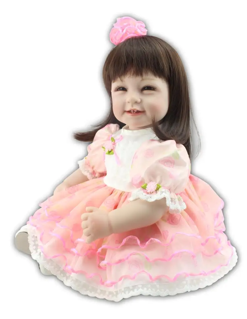 

22"55cm Reborn Babies Silicone Vinyl Dolls smiling sweet simulation infant menina babies kids birthday gifts brinquedos