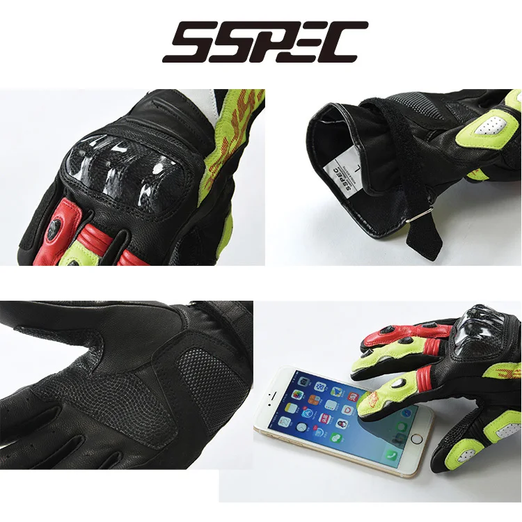 SSPEC moto cross перчатки из натуральной кожи из углеродного волокна moto rcycle перчатки полный палец гонки guantes de moto luvas de moto cicleta