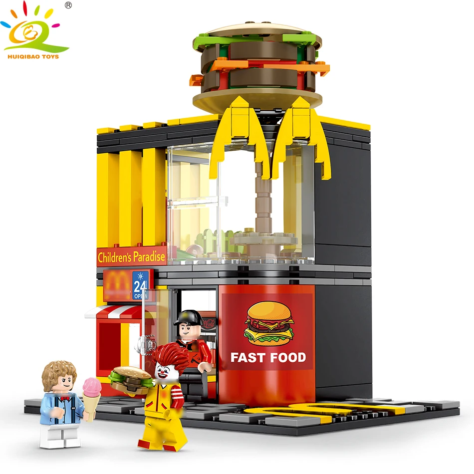 

274Pcs City Street Hamburger Store Building Blocks Compatible Architecture Restaurant Bricks Educational Toy for children