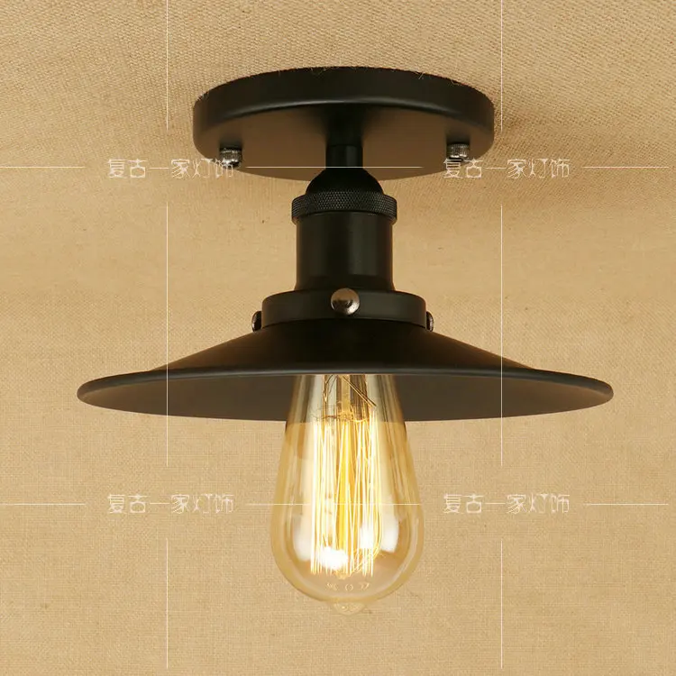 

All black American Iron Ceiling Lamp Vintage bedroom Living Room restaurant Industrial Home Lights led ceiling lights RCL0008