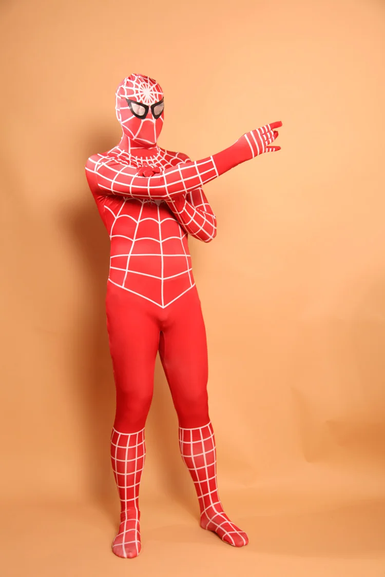 

Unisex Adult Kids Full Body Red Lycra Spandex Superhero Spiderman Zentai Suits Halloween Costume