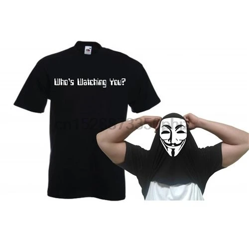 

Men Who Watching You Flip T-Shirt - Retro Cool Funny Anonymous Mask Hacking Cool Casual pride t shirt men Unisex New