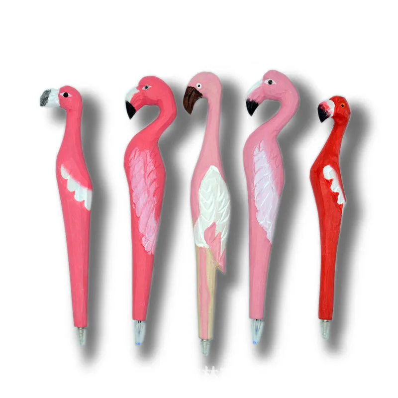 5 шт. кавайная деревянная шариковая ручка с мультяшным 3D животным ручка деревянная шариковая ручка с резьбой креативный ручной работы розовый кран канцелярские принадлежности подарок