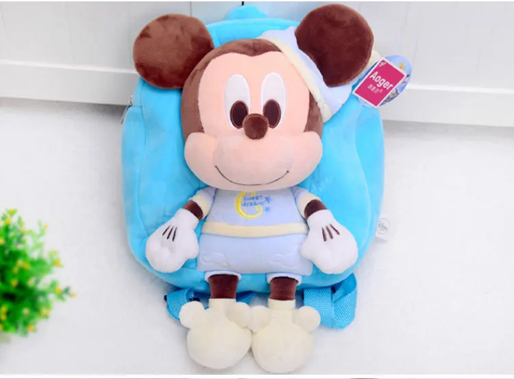 Original DISNEY Mickey Minnie Plush Backpacks Mickey Mouse Cute Cartoon Plush Bags Soft Toys For Children Gifts