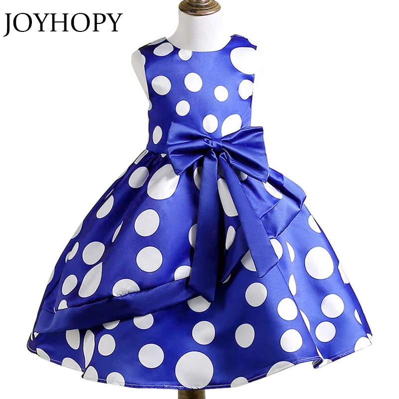 

JOYHOPY European Style Summer Girl Dress Sleeveless Fashion Dot Print Child Ball Gown Kids Dresses For Girls Wedding Dress
