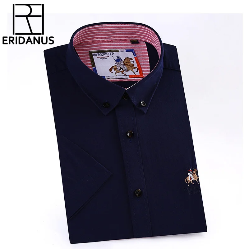 Achat 2018 Nouveau Hommes Chemise À Manches Courtes de Marque Arrivée D affaires De Mode De Haute Qualité Slim Homme Robe Coton Grand taille 4XL M642