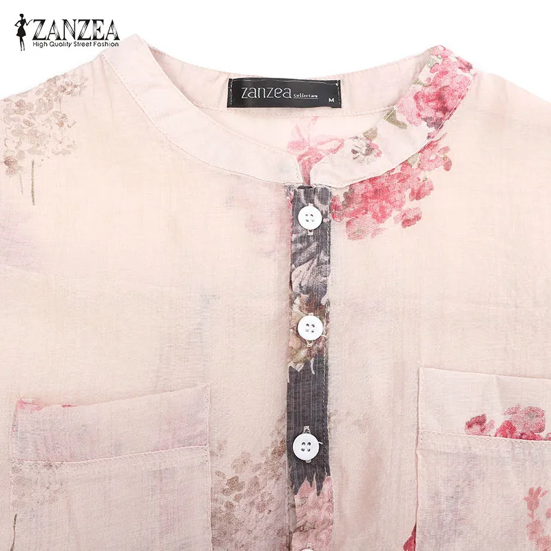 ZANZEA 2018 Women Blouses Casual Vintage Floral Printed Long Tops Fashion V Neck Button Linen Shirts Plus Size Blusas Femininas ZANZEA 2018 Women Blouses Casual Vintage Floral Printed Long Tops Fashion V Neck Button Linen Shirts Plus Size Blusas Femininas
