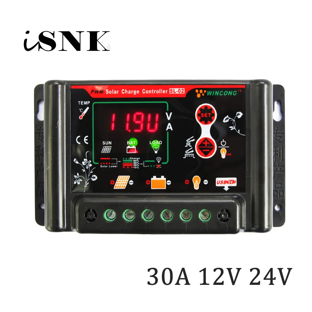 

30A 12V 24V Solar Panel Charge Controllers Regulator 3.7V 12.8V 11.1V 14.8V 22.2V 25.6V LI LI-ION NI-MH LiFePO4 Battery