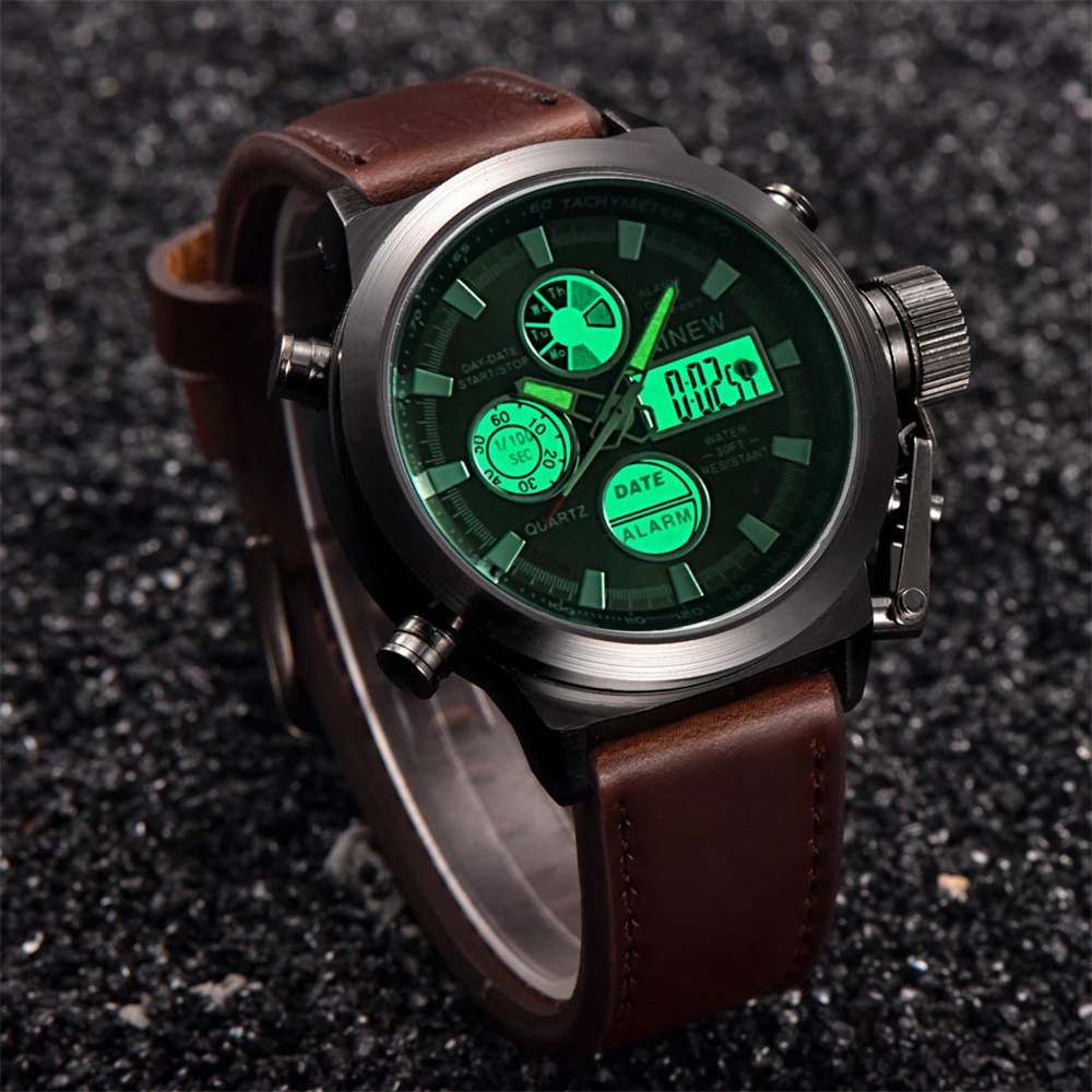 

Top Men Watches Luxury Brand New Men's Quartz Hour Analog LED Sports Watch Men Army Military Wrist Watch Clock Relogio Masculino