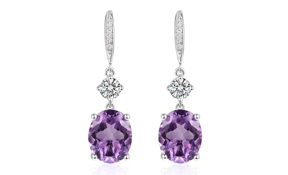 silver amethyst earrings CAE01836SC-1