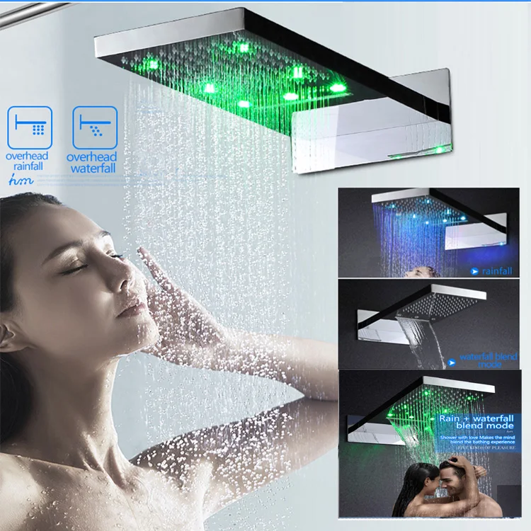 Embed Bathroom Accessories 3 Function 22 Inch LED Rain Spa Shower Head