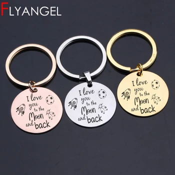 

New Design Key Chain Stamped I Love You To The Moon To Back Airship High Quality Stainless Steel Key Holder Lover Couples Gifts