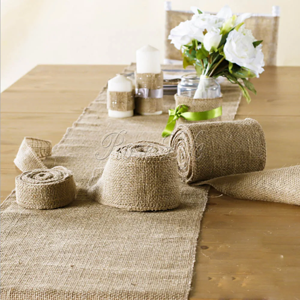 10M*30CM Vintage Hessian Jute Burlap Roll for Wedding Party Table