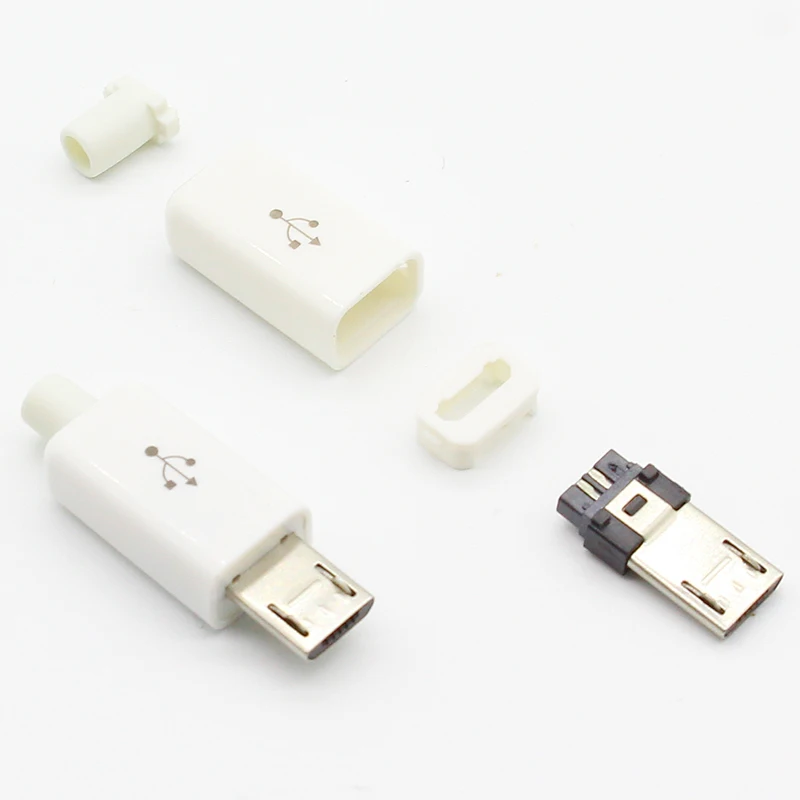 10 шт. Micro USB 5PIN сварочный Тип штекерные разъемы зарядное устройство 5P USB хвост разъем для зарядки 4 в 1 белый черный