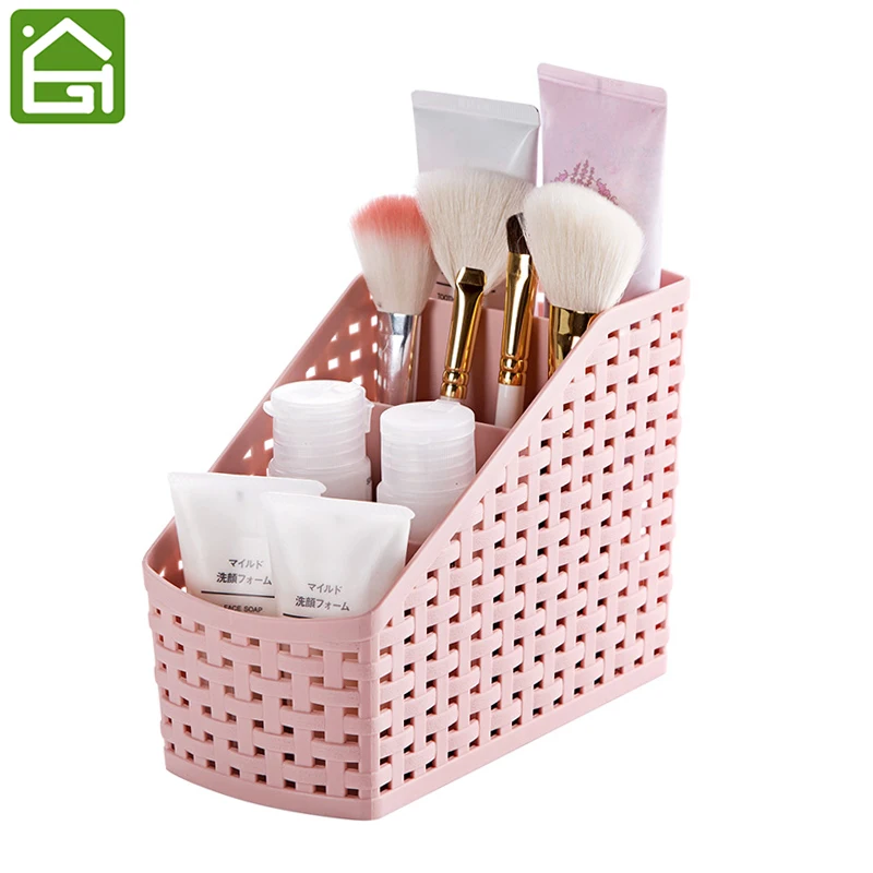

Plastic Makeup Storage Box 4 Compartment Remote Control Pen Cosmetic Holder Bathroom Office Desktop Sundries Organizer