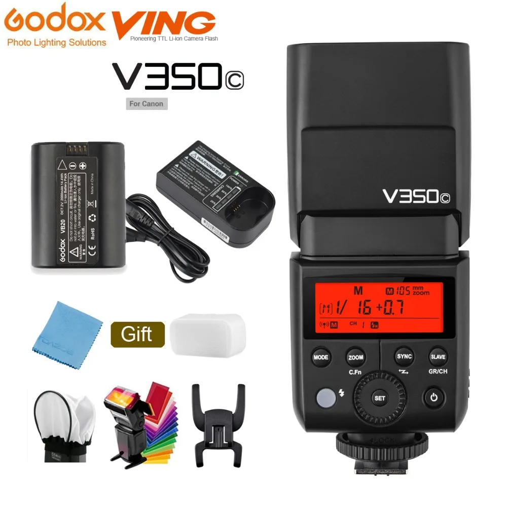 

Godox V350C TTL HSS 1/8000s GN36 0.1~1.7s recycle Camera Speedlite Flash Built-in Lithium Battery with X1T-C Trigger for Canon