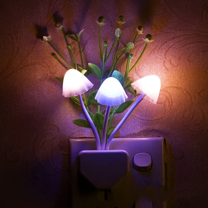 

Novelty Colorful LED Night Light Lamp Mushroom Romantic Lilac Night Lighting For Home Art Decor Illumination