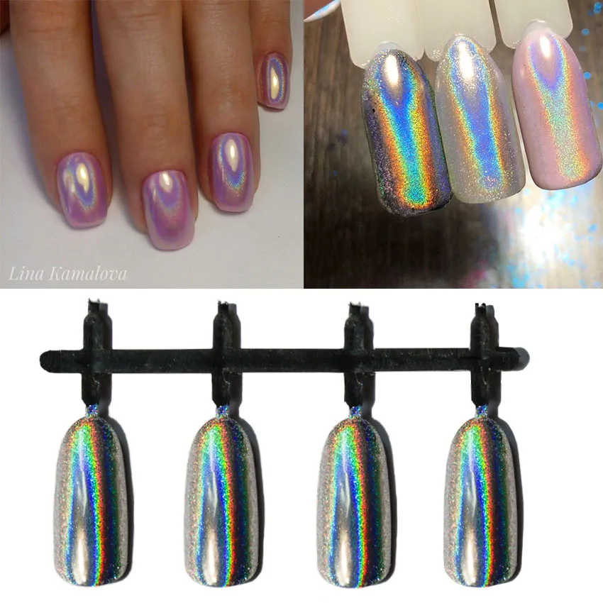 1 مربع يونيكورن مسحوق بريق الثلاثية الأبعاد ليزر بودرة لامعة للأظافر هولو قوس قزح كروم مرآة مسحوق الغبار رسومات أظافر SF3013