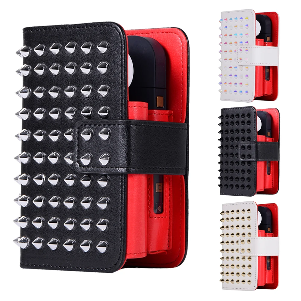 

PU Leather Box Holder Storage Protective Carrying Case with Rivet Design for iQOS Electronic Cigarette Accessories