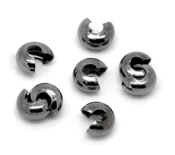 

DoreenBeads Copper Crimp Beads Half Round Gunmetal Beads DIY Making Fashion Jewelry Findings 3mm( 1/8") Dia, 30 Pieces 2020 new