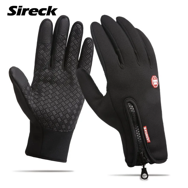 Sireck Зимние перчатки для велоспорта теплые флисовые ветрозащитные перчатки для горного велосипеда перчатки для лыжного мотоцикла противоскользящие велосипедные варежки