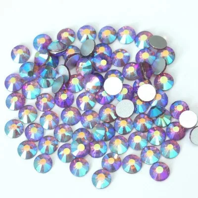 Color AB Glue on Glitter Flatback Glass Crystal Non Hot fix rhinestone For Gymnastics Clothes Shoes 3D Nail Art Decoration