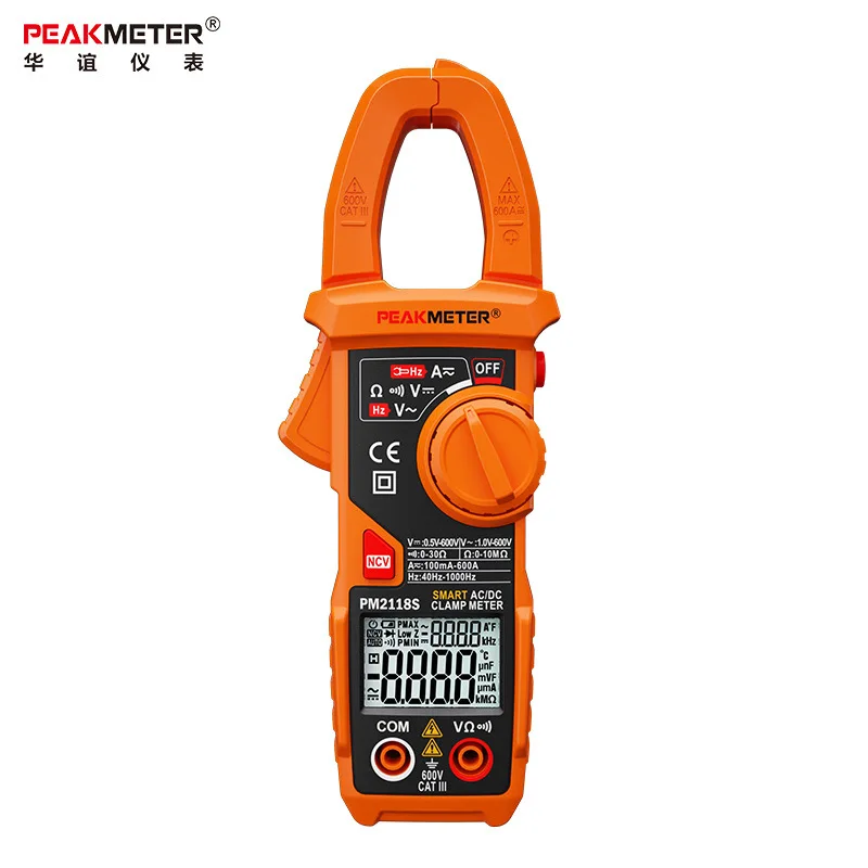 PEAKMETER PM2118S Смарт AC/DC Клещи Цифровой мультиметр автоматический диапазон 6000 кол-во 600 в Вольт Ампер Ом метр NCV тестер частоты