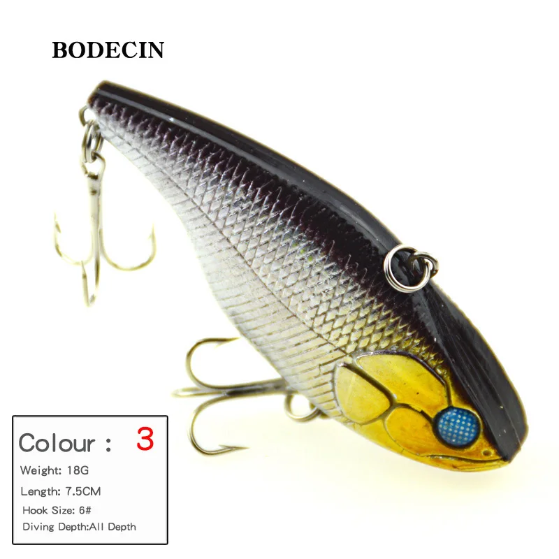 Fishing Lure Wobblers Artificial Baits Peche Crankbait 75mm 18g VIB Hard Bait With Hooks 1PS 3d Eye Lifelike Wobbler Swim Tackle (3)