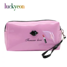 Из искусственной кожи, для косметики чехол Водонепроницаемый Для женщин Floever Love секс сумка "губы" наручные молнии косметичка чехол