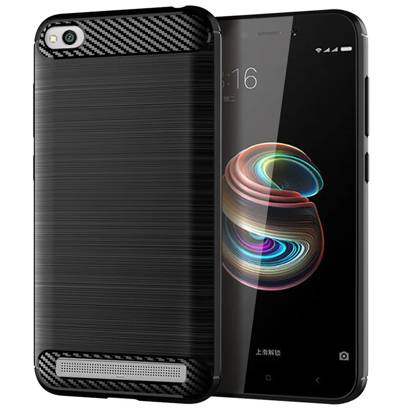

for xiaomi redmi 5a Soft Carbon fiber cell phone Anti-knock Back Cover Solid Color Brushed Finish Shockproof case