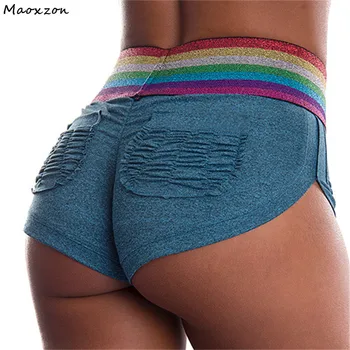 

Maoxzon Womens Sexy Club Fitness Workout Skinny Shorts For Female Hot Summer Contrast Color Pocket Slim Bodycon Short Trousers