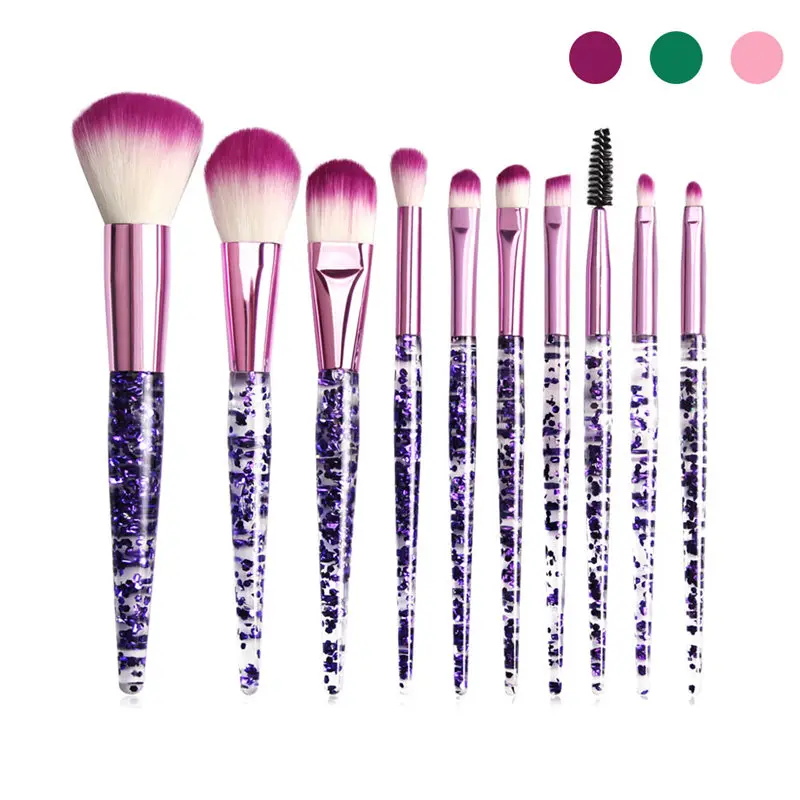 

10 Pcs/Set Makeup Brushes Set Glitter Diamond Crystal Handle Powder Foundation Lip Eye Face Blush Make Up Brush Blending Kits