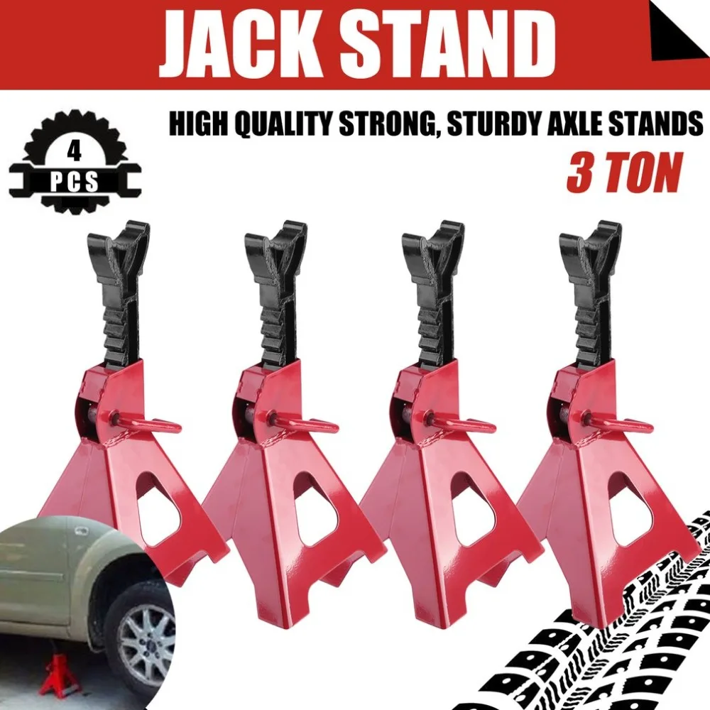 

4 PCS Heavy Duty Car Floor Jack Vehicle Repair Tools Height Adjustable Jack Stand 3 Ton Lifting Capacity Car Support Frame