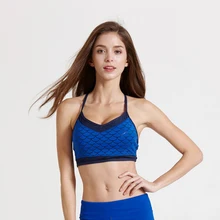 2017 Breathable Sports brassiere Bh Padded Fish Scales Print Sportswear Strap Women Push Up Yoga Running Fitness Bras
