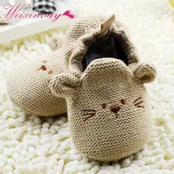 Милая детская обувь для кроватки с изображением мышки для детей 0-18 месяцев, эластичная мягкая подошва, без застежки, Shoes0-18 месяцев