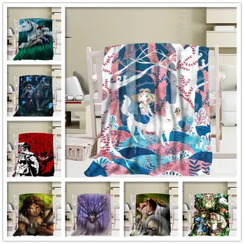 

Custom Princess Mononoke Hot Blanket TR/ Flannel Fleece Fabric Blanket New Year Decoration Comfortable Warm Super Soft Bedroom
