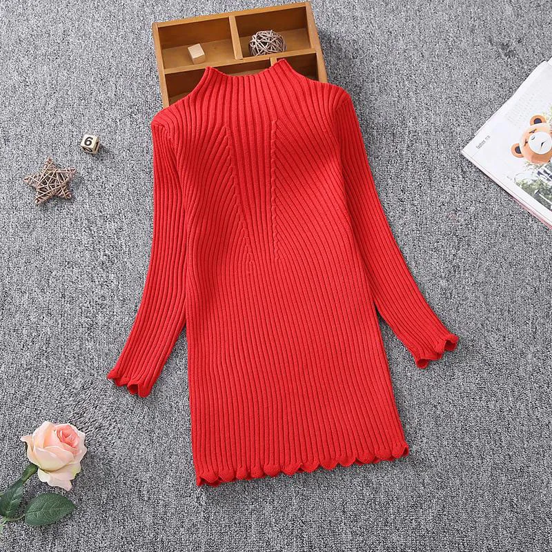 Comprar Nuevo 2018 Otoño Invierno niñas Vestido de punto ropa para niños ajustado princesa niñas suéter vestido 2 13Y RT275