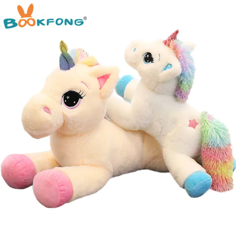 BOOKFONG 40-80 см Единорог Мягкие животные плюшевые игрушки Единорог животное лошадь Высокое качество мультфильм подарок для детей