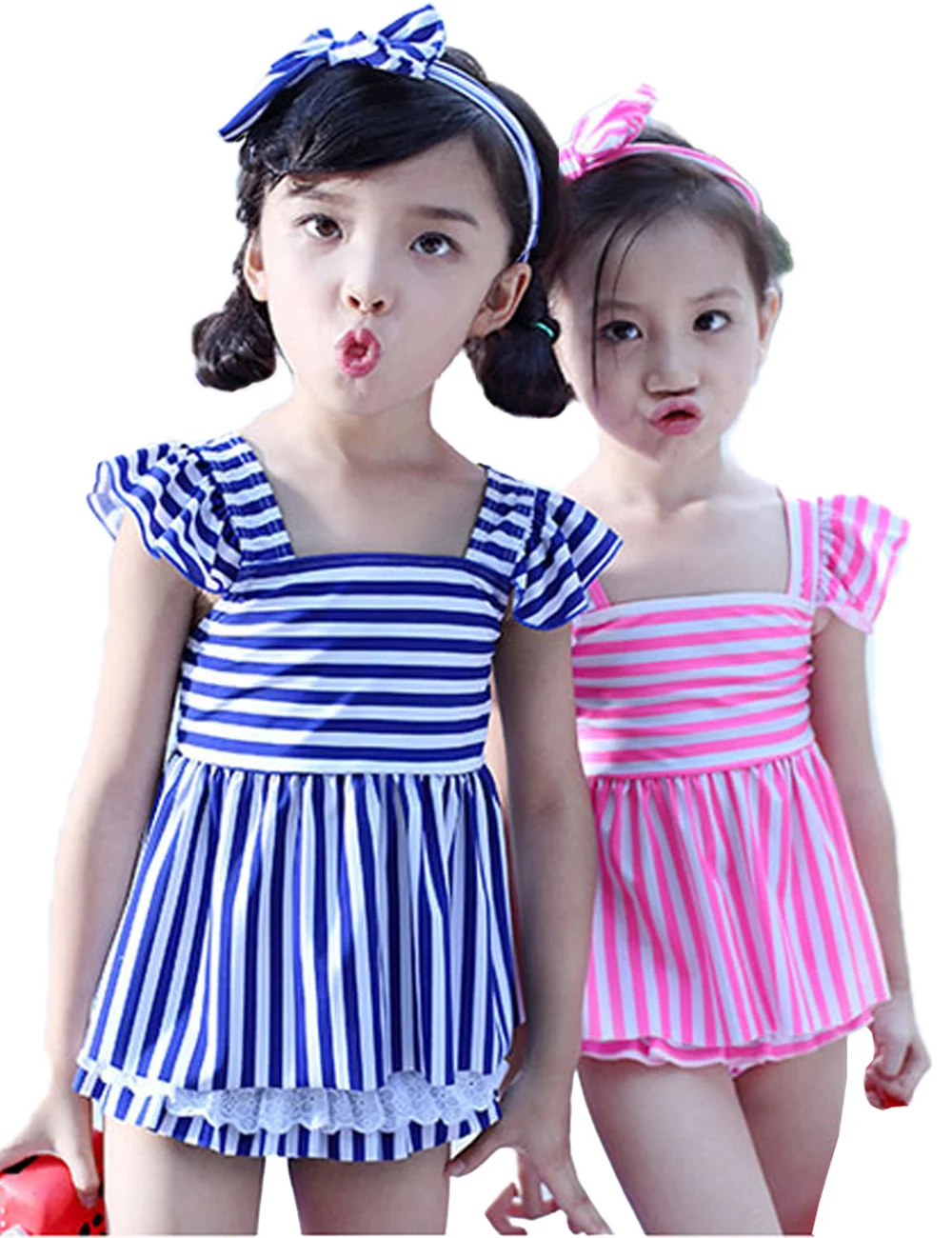 Buy Summer Pink Blue Striped Separated Children Girls